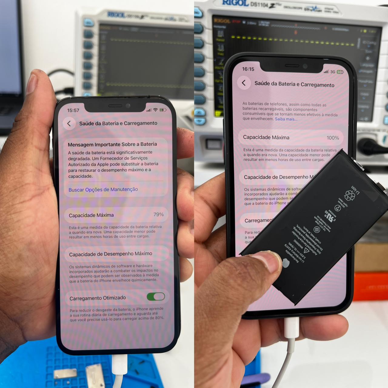 Técnico da Smartboard Lab realizando o reparo de iPhone 13 Pro na região do CIC em Curitiba