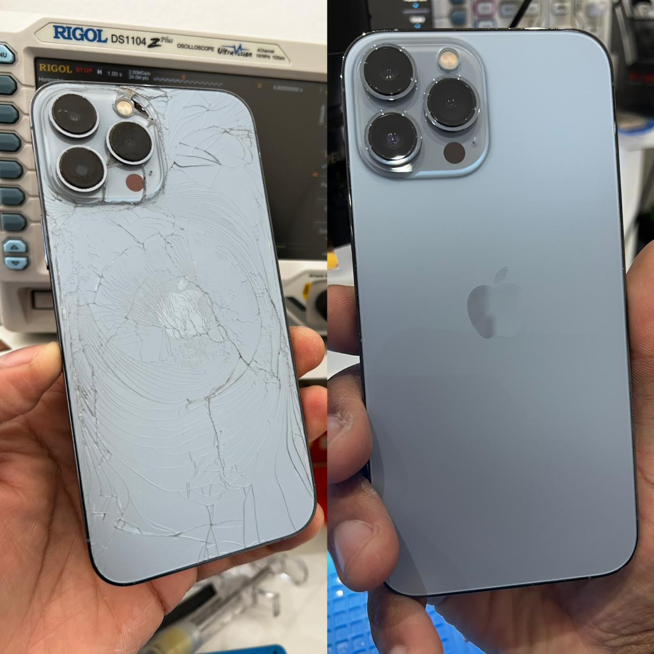 Técnico da Smartboard Lab realizando o reparo de iPhone 15 Pro Max na região do Augusta em Curitiba